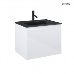 Zestaw Oltens Vernal umywalka z szafką 60 cm czarny mat/biały połysk 68013000