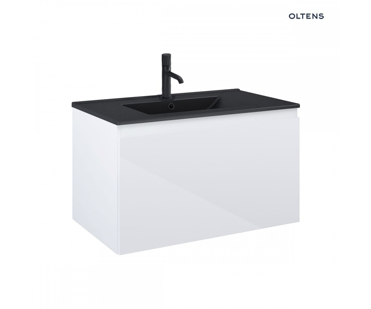 Zestaw Oltens Vernal umywalka z szafką 80 cm czarny mat/biały połysk 68015000