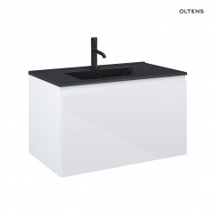Zestaw Oltens Vernal umywalka z szafką 80 cm czarny mat/biały połysk 68015000