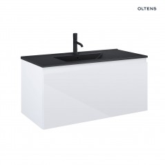 Zestaw Oltens Vernal umywalka z szafką 100 cm czarny mat/biały połysk 68017000