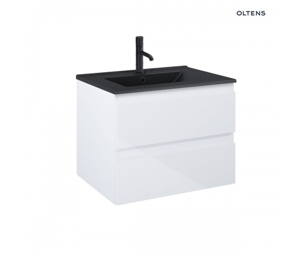 Zestaw Oltens Vernal umywalka z szafką 60 cm czarny mat/biały połysk 68036000