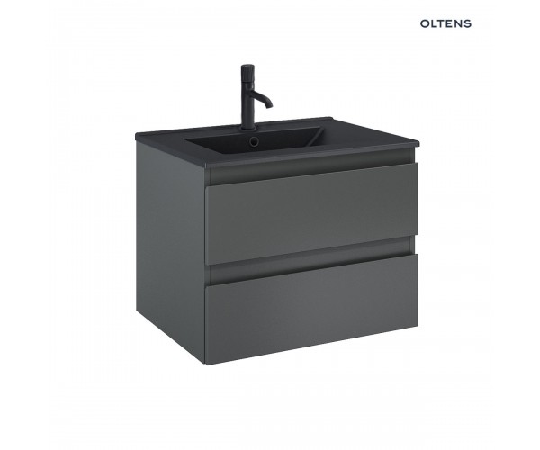Zestaw Oltens Vernal umywalka z szafką 60 cm czarny mat/grafit mat 68036400