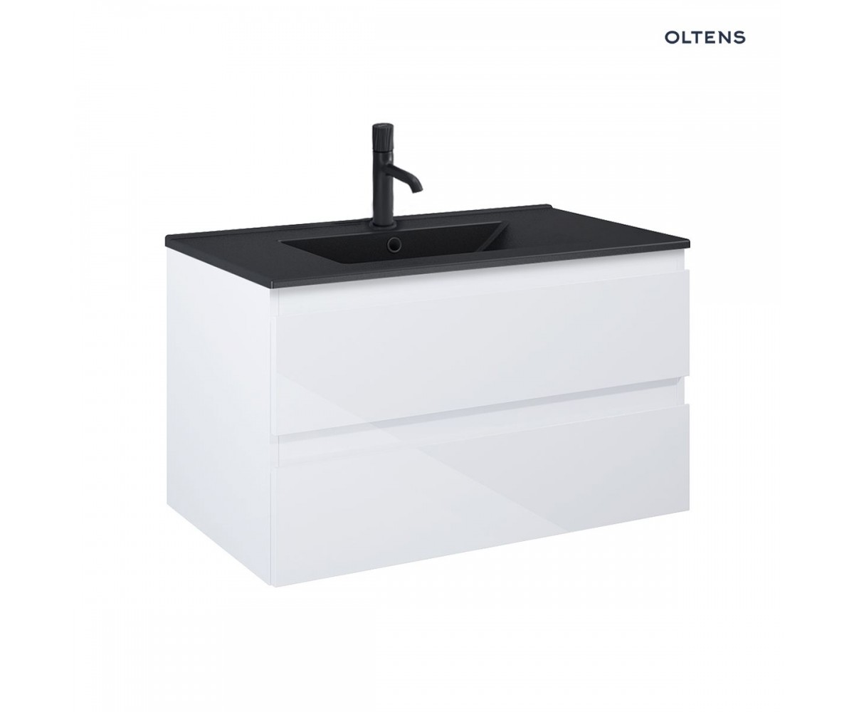 Zestaw Oltens Vernal umywalka z szafką 80 cm czarny mat/biały połysk 68037000