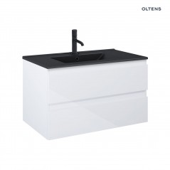 Zestaw Oltens Vernal umywalka z szafką 80 cm czarny mat/biały połysk 68037000