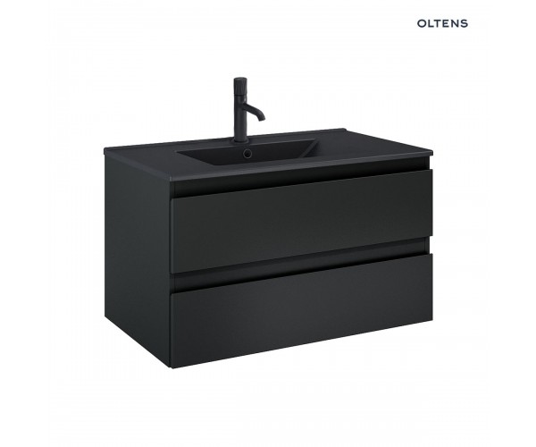 Zestaw Oltens Vernal umywalka z szafką 80 cm czarny mat 68037300