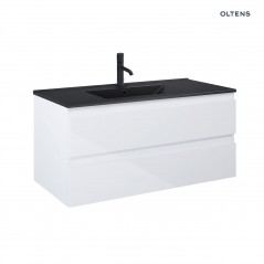 Zestaw Oltens Vernal umywalka z szafką 100 cm czarny mat/biały połysk 68038000