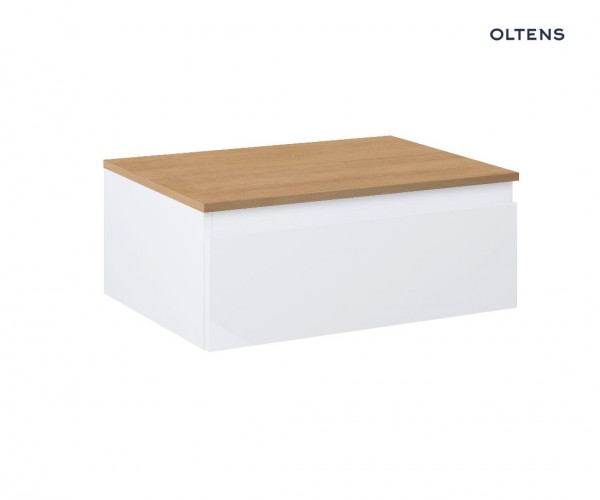 Oltens Vernal szafka 60 cm podumywalkowa wisząca z blatem biały połysk/dąb 68107000
