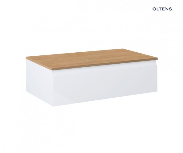 Oltens Vernal szafka 80 cm podumywalkowa wisząca z blatem biały połysk/dąb 68108000