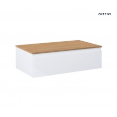 Oltens Vernal szafka 80 cm podumywalkowa wisząca z blatem biały połysk/dąb 68108000