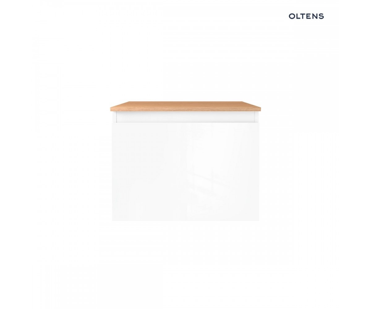 Oltens Vernal szafka 60 cm podumywalkowa wisząca z blatem biały połysk/dąb 68111000