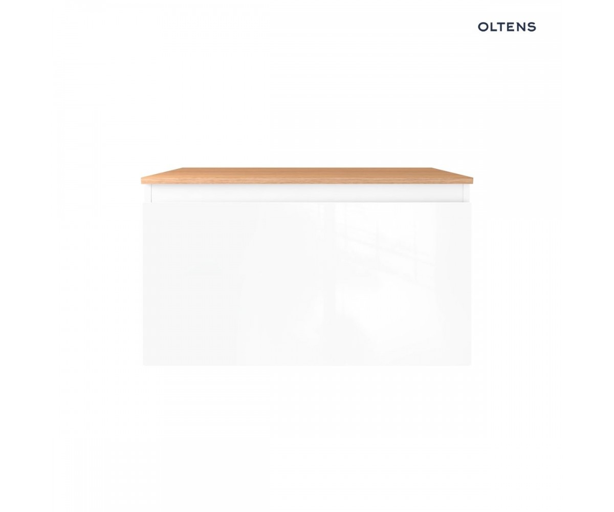 Oltens Vernal szafka 80 cm podumywalkowa wisząca z blatem biały połysk/dąb 68112000