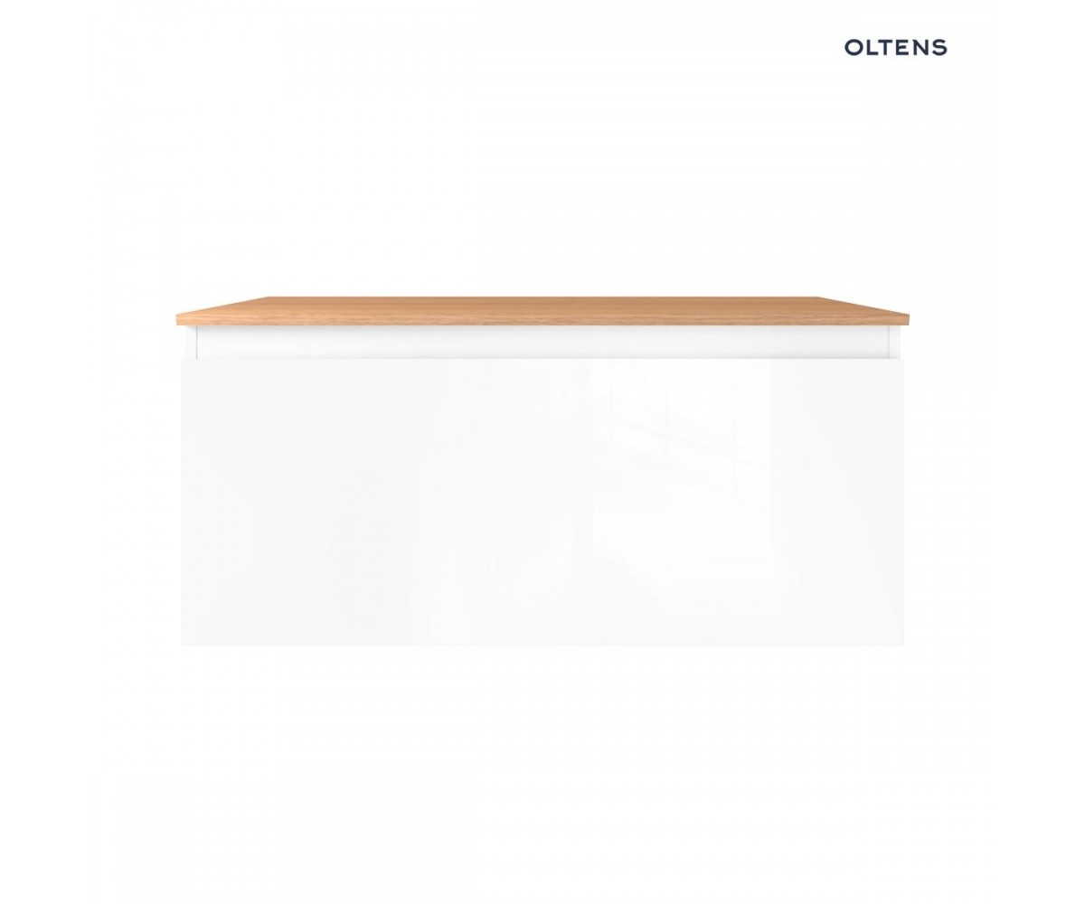 Oltens Vernal szafka 100 cm podumywalkowa wisząca z blatem biały połysk/dąb 68113000