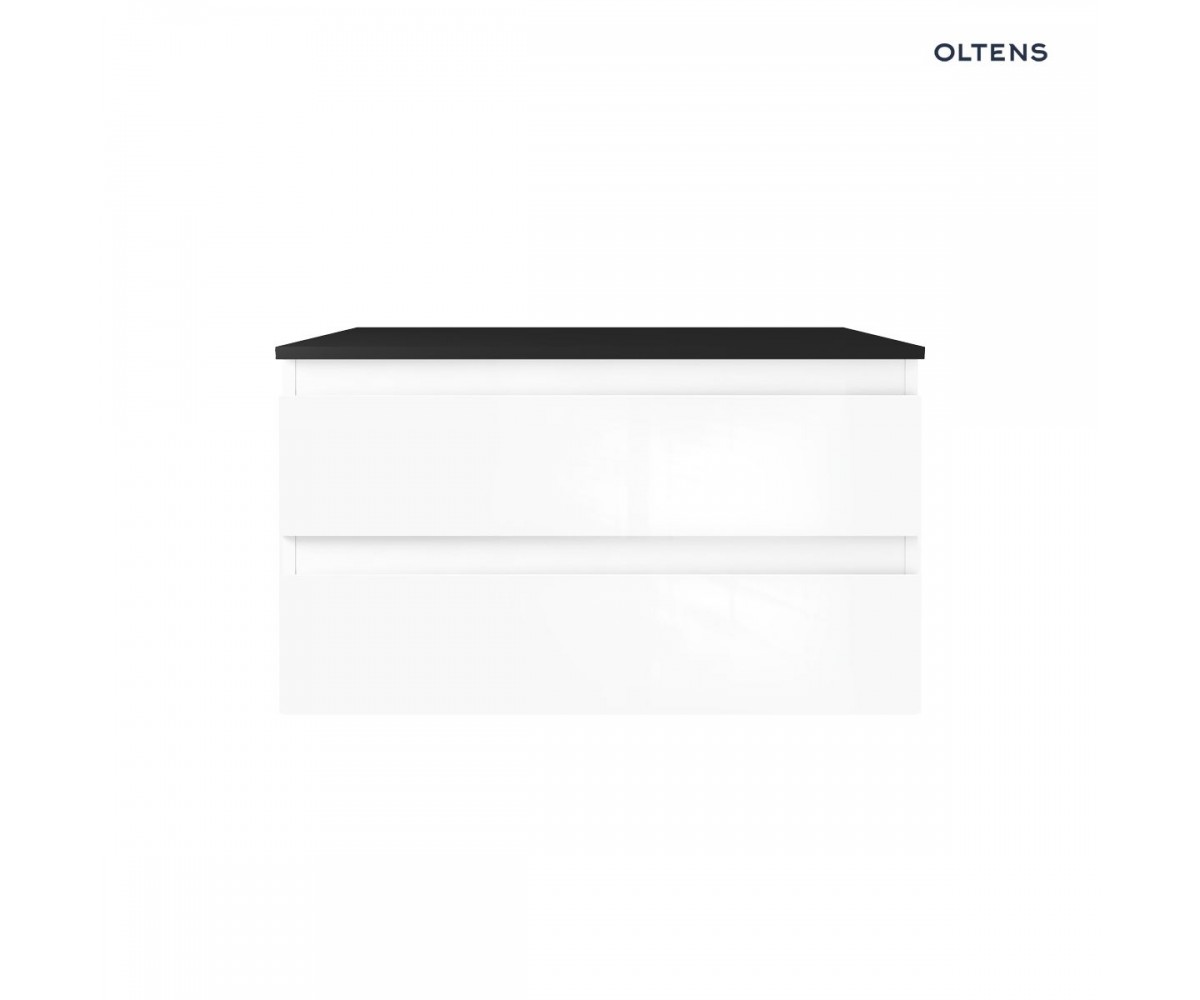 Oltens Vernal szafka 80 cm podumywalkowa wisząca z blatem biały połysk/czarny mat 68119000