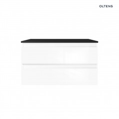 Oltens Vernal szafka 80 cm podumywalkowa wisząca z blatem biały połysk/czarny mat 68119000