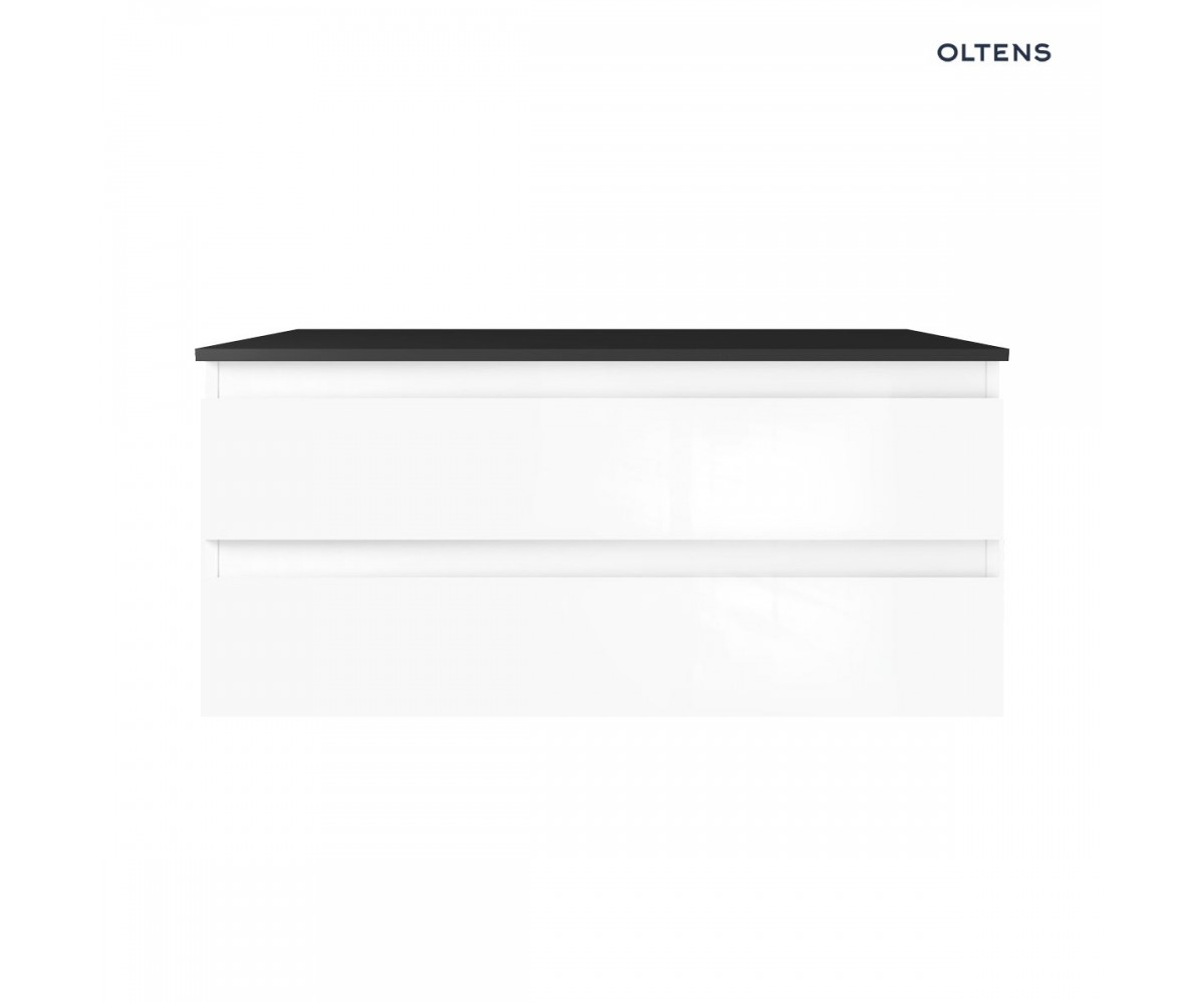 Oltens Vernal szafka 100 cm podumywalkowa wisząca z blatem biały połysk/czarny mat 68120000