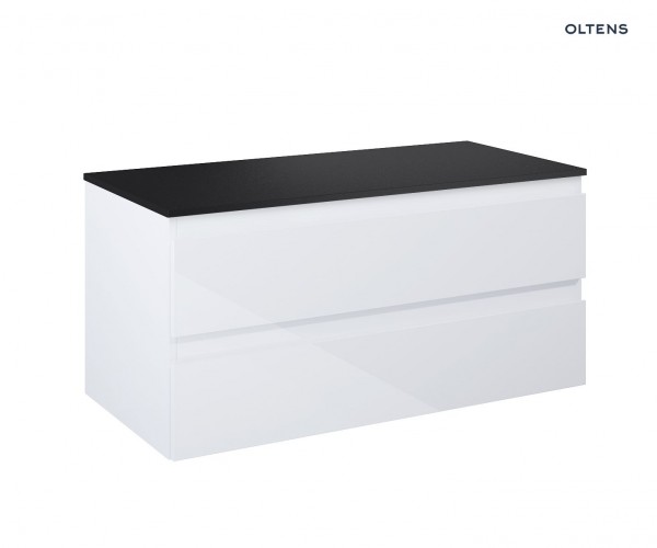 Oltens Vernal szafka 100 cm podumywalkowa wisząca z blatem biały połysk/czarny mat 68120000