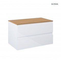 Oltens Vernal szafka 80 cm podumywalkowa wisząca z blatem biały połysk/dąb 68125000