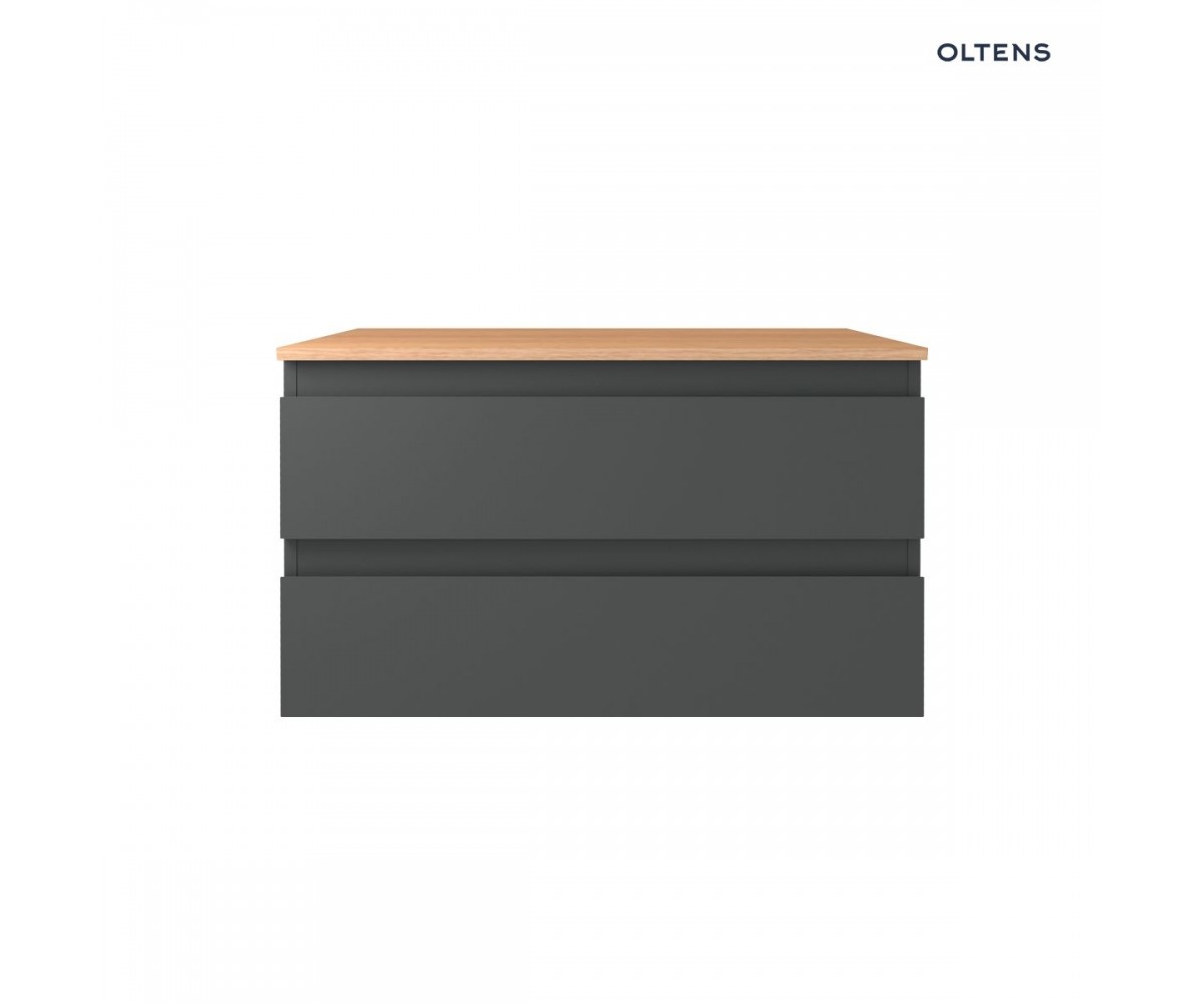 Oltens Vernal szafka 80 cm podumywalkowa wisząca z blatem grafit mat/dąb 68125400