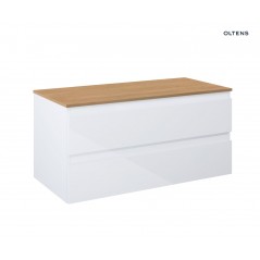 Oltens Vernal szafka 100 cm podumywalkowa wisząca z blatem biały połysk/dąb 68126000