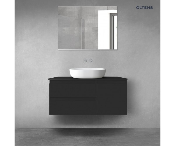 Oltens Vernal zestaw mebli łazienkowych 100 cm z blatem czarny mat 68201300
