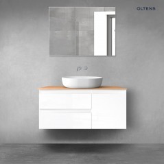 Oltens Vernal zestaw mebli łazienkowych 100 cm z blatem biały połysk/dąb 68202000