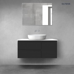 Oltens Vernal zestaw mebli łazienkowych 100 cm z blatem czarny mat/biały połysk 68204300