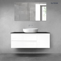 Oltens Vernal zestaw mebli łazienkowych 120 cm z blatem biały połysk/czarny mat 68213000