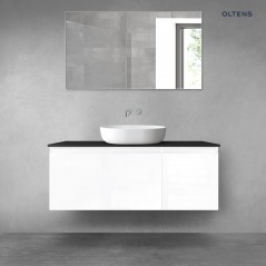 Oltens Vernal zestaw mebli łazienkowych 120 cm z blatem biały połysk/czarny mat 68256000