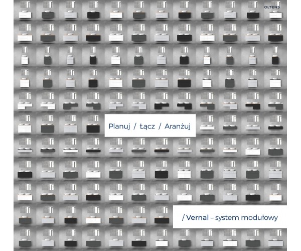 Oltens Vernal zestaw mebli łazienkowych 120 cm z blatem biały połysk/czarny mat 68237000
