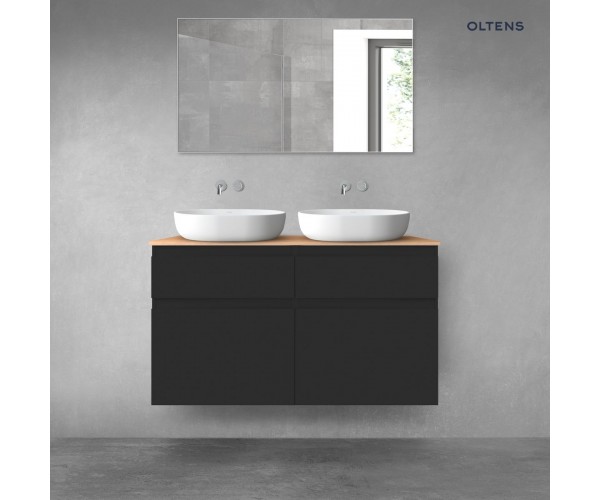 Oltens Vernal zestaw mebli łazienkowych 120 cm z blatem czarny mat/dąb 68301300