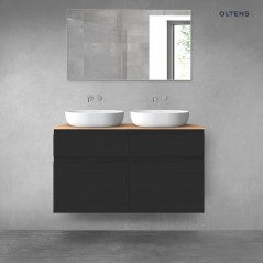 Oltens Vernal zestaw mebli łazienkowych 120 cm z blatem czarny mat/dąb 68301300