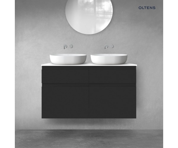 Oltens Vernal zestaw mebli łazienkowych 120 cm z blatem czarny mat/biały połysk 68302300
