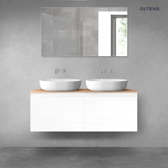 Oltens Vernal zestaw mebli łazienkowych 120 cm z blatem biały połysk/dąb 68244000