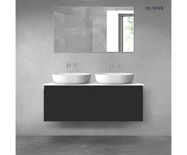 Oltens Vernal zestaw mebli łazienkowych 120 cm z blatem czarny mat/biały połysk 68245300