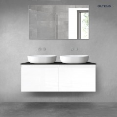 Oltens Vernal zestaw mebli łazienkowych 120 cm z blatem czarny mat/biały połysk 68246000
