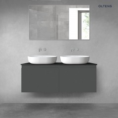Oltens Vernal zestaw mebli łazienkowych 120 cm z blatem grafit mat/czarny mat 68246400