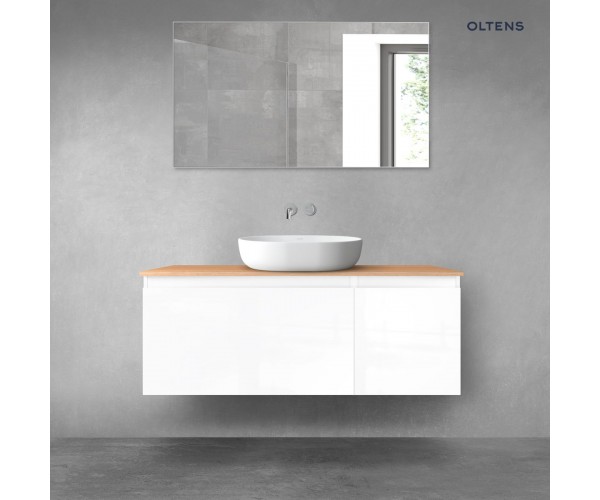 Oltens Vernal zestaw mebli łazienkowych 120 cm z blatem biały połysk/dąb 68252000