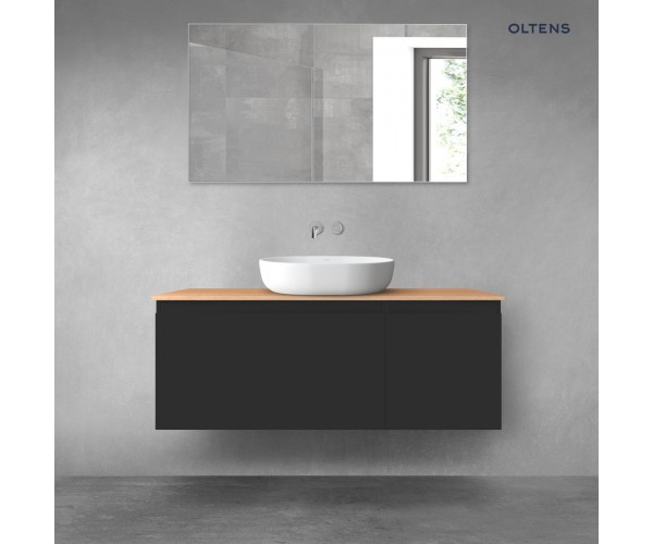 Oltens Vernal zestaw mebli łazienkowych 120 cm z blatem czarny mat/dąb 68252300