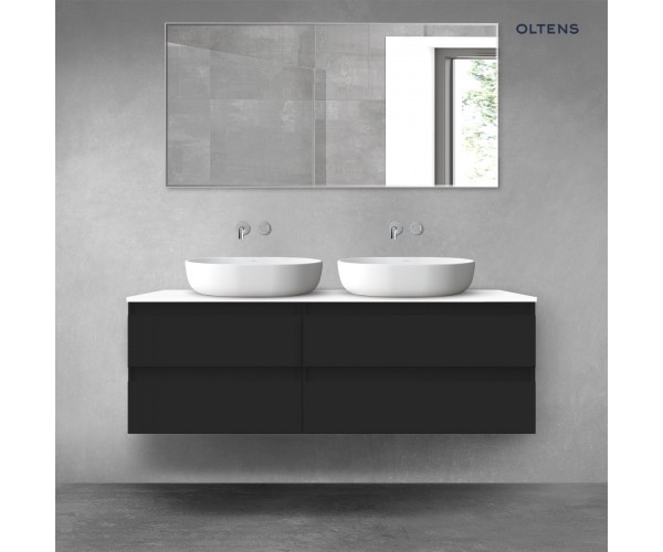 Oltens Vernal zestaw mebli łazienkowych 140 cm z blatem czarny mat/biały połysk 68258300