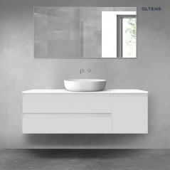 Oltens Vernal zestaw mebli łazienkowych 140 cm z blatem szary mat/biały połysk 68265700