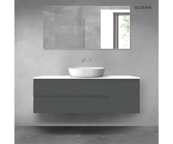 Oltens Vernal zestaw mebli łazienkowych 140 cm z blatem grafit mat/biały połysk 68266400