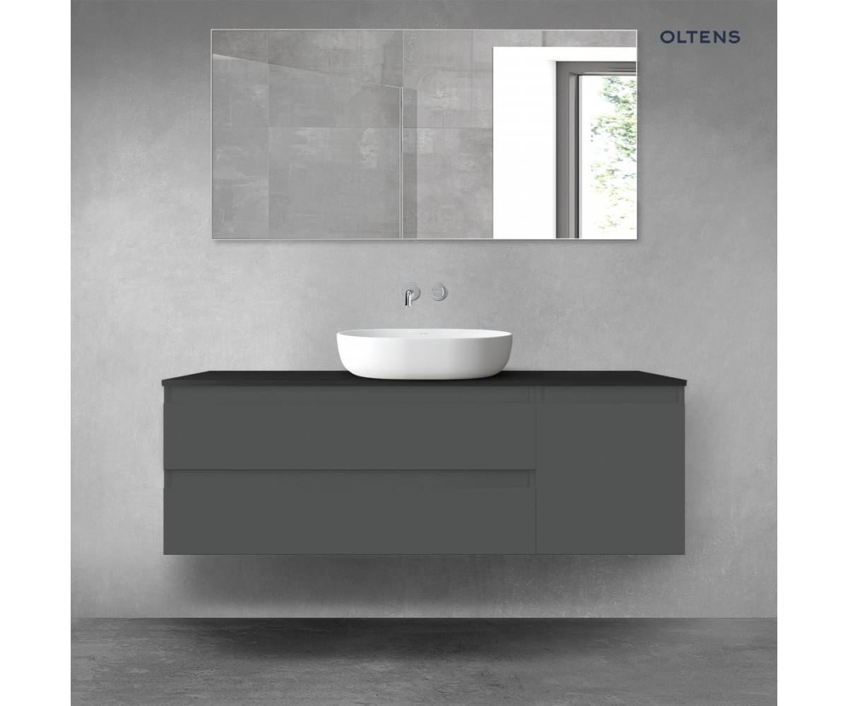 Oltens Vernal zestaw mebli łazienkowych 140 cm z blatem grafit mat/czarny mat 68267400