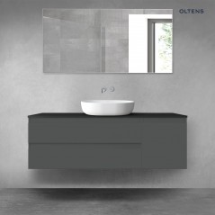 Oltens Vernal zestaw mebli łazienkowych 140 cm z blatem grafit mat/czarny mat 68267400