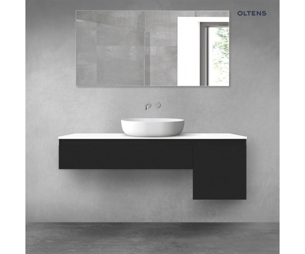 Oltens Vernal zestaw mebli łazienkowych 140 cm z blatem czarny mat/biały połysk 68284500