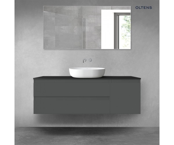 Oltens Vernal zestaw mebli łazienkowych 140 cm z blatem grafit mat/czarny mat 68268400