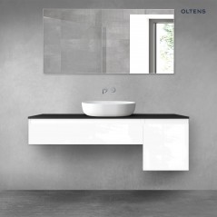 Oltens Vernal zestaw mebli łazienkowych 140 cm z blatem biały połysk/czarny mat 68285000