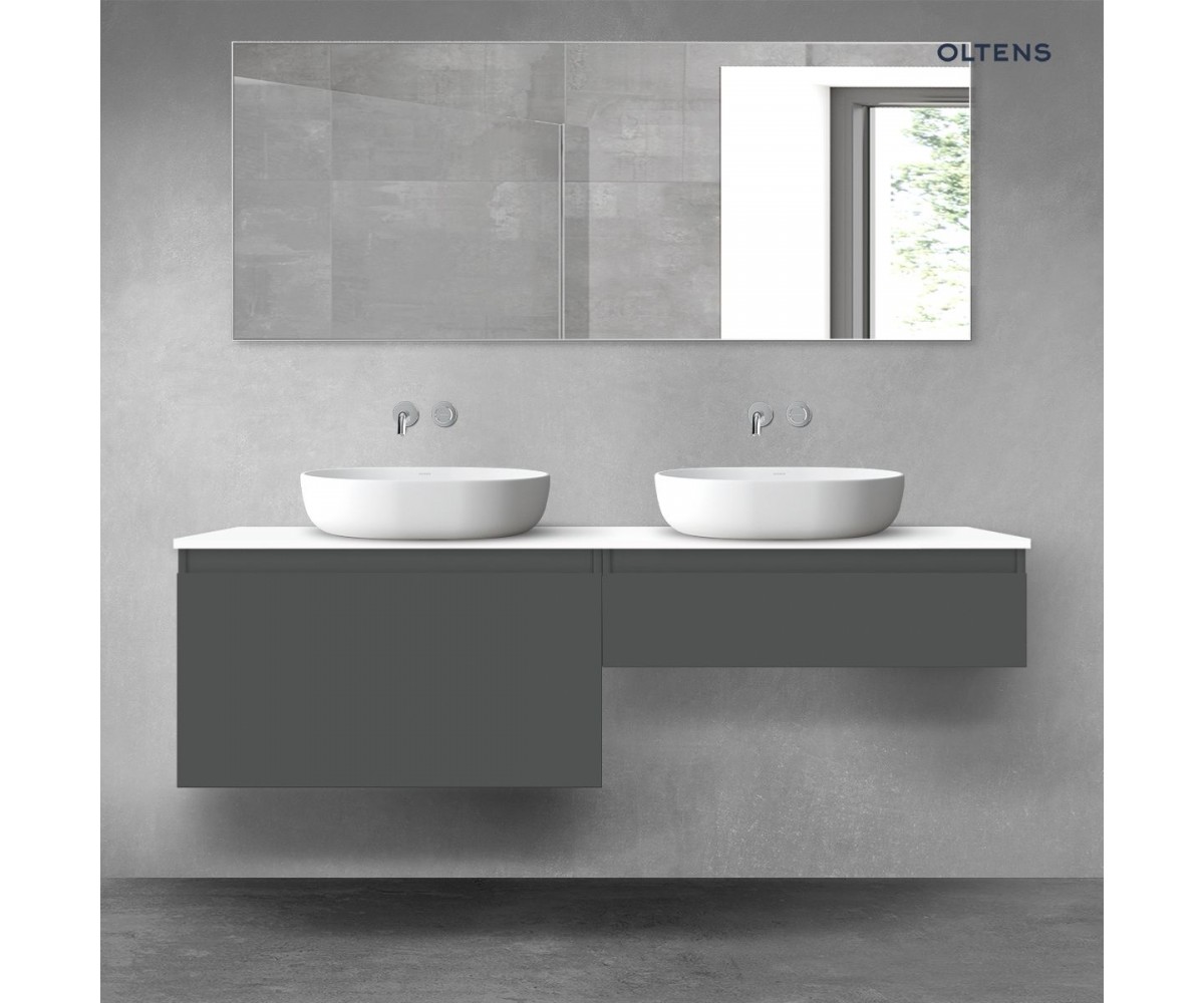 Oltens Vernal zestaw mebli łazienkowych 160 cm z blatem grafit mat/biały połysk 68371400