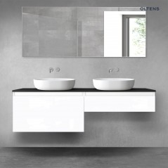 Oltens Vernal zestaw mebli łazienkowych 160 cm z blatem biały połysk/czarny mat 68371000
