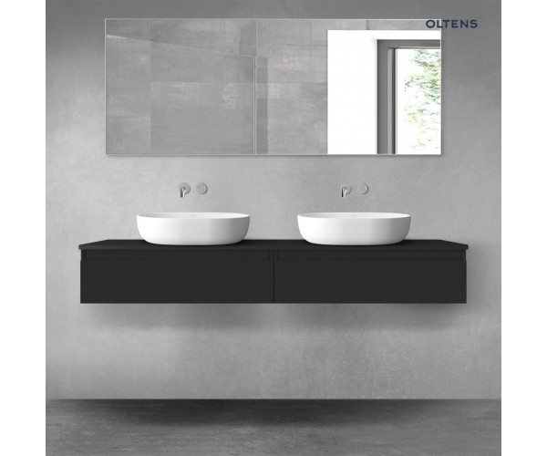 Oltens Vernal zestaw mebli łazienkowych 160 cm z blatem czarny mat 68373300