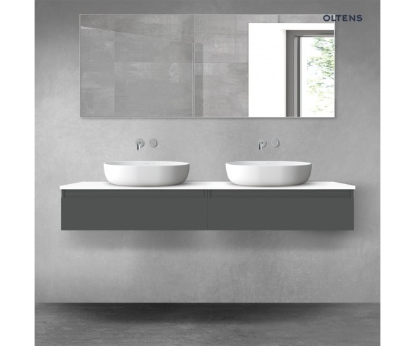 Oltens Vernal zestaw mebli łazienkowych 160 cm z blatem grafit mat/biały połysk 68375400
